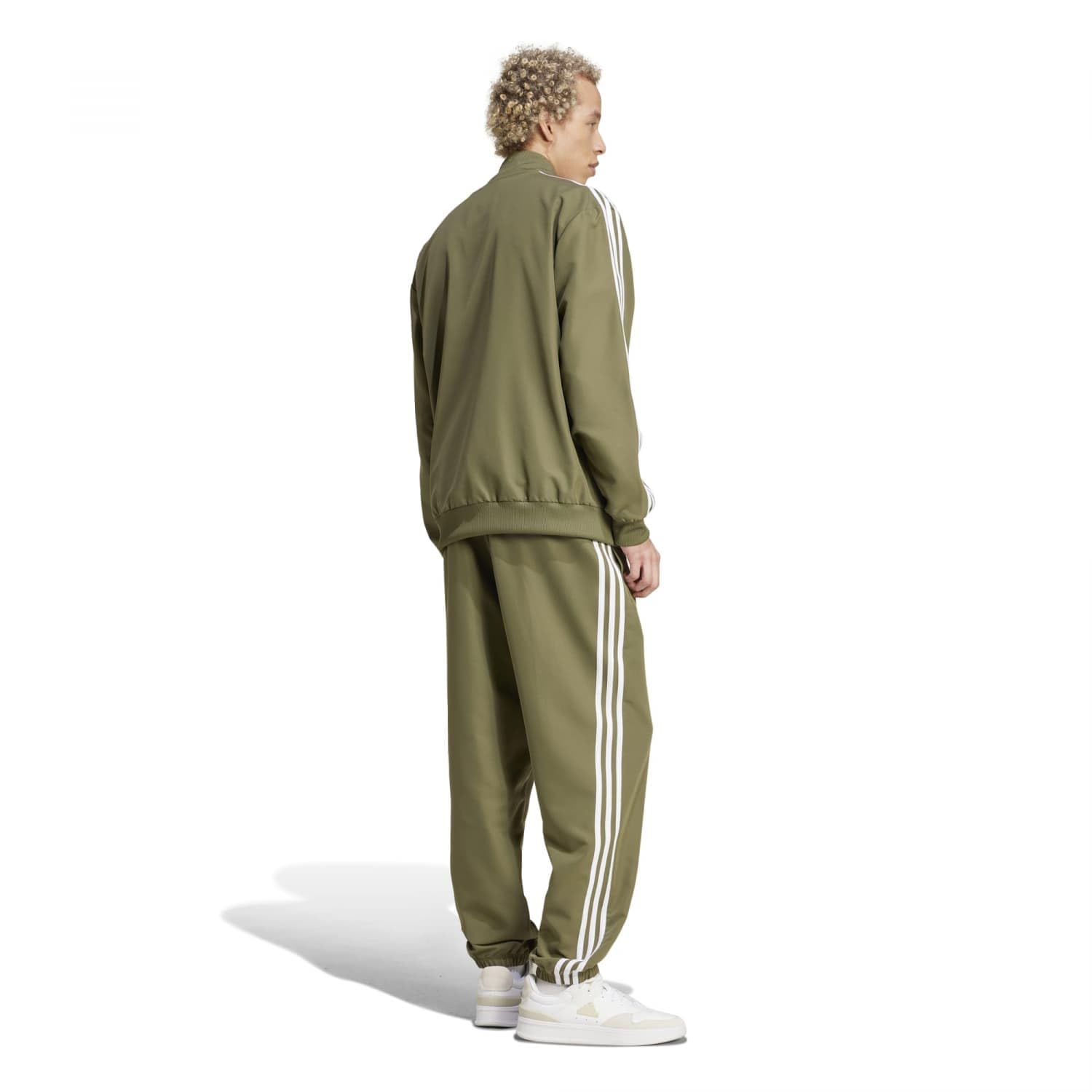 adidas Men's 3-Stripes Woven Track Suit, Strata Olive, S